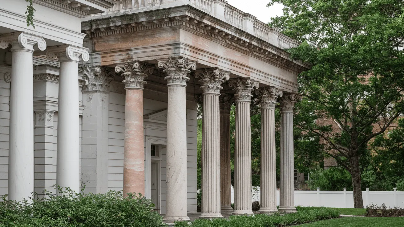 Các cột trụ Doric, Ionic, Corinthian - những yếu tố kiến trúc cổ điển Hy Lạp được tái hiện trong phong cách Tân cổ điển.